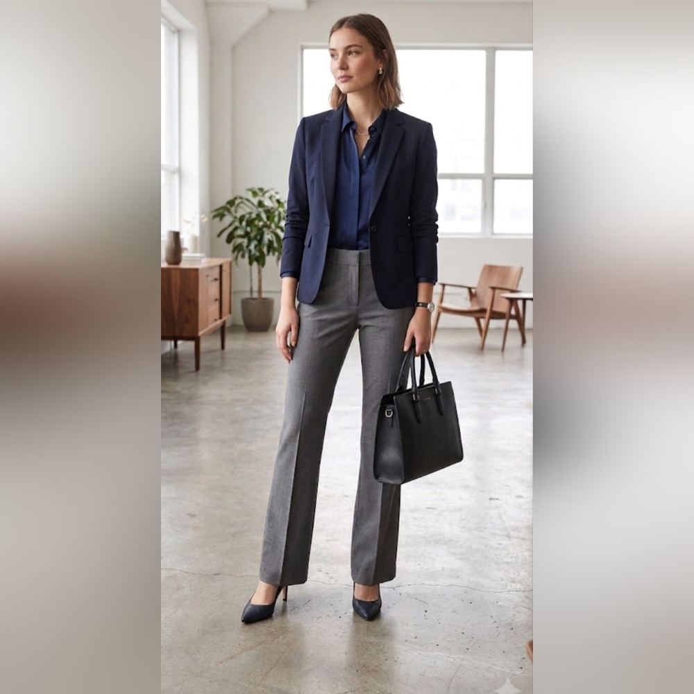 ✨️NWT Club Monaco Italian Tropical Wool Mid Rise Bootleg Dress Pants Gray size 6